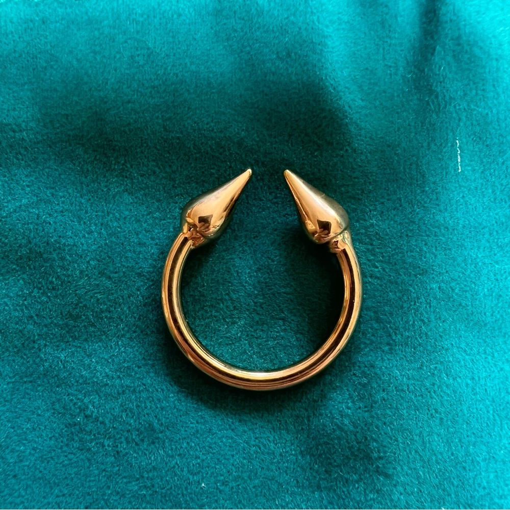 Noir NYC Yellow Gold Plated Adjustable Double Spike Ring